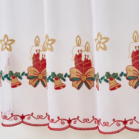 Weihnachts Türvorhang Und Hängebanner Transparent Polyester Stickerei Rentier Kerze Design Roter Wellenrand Feiertag Deko