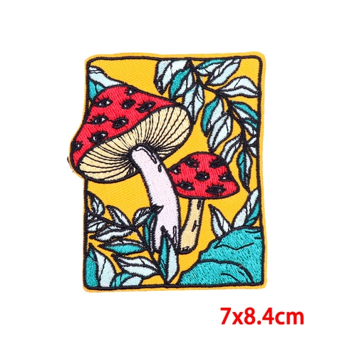 Embroidered Patches Iron On Moon Mushroom Skull Punk Style DIY Decorative Applique For Clothing Jackets Jeans Backpacks