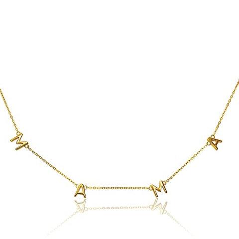 Collana con Pendente a Lettera MAMA in Rame alla Moda per Donna Placcato Oro Argento Catena a Clavicola Sottile Gioielli