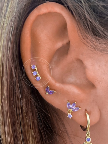 925 Sterling Silber Lila Zirkon Ohrstecker Mit Schraubverschluss Für Knorpel Schlafen Mode Damen Schmuck