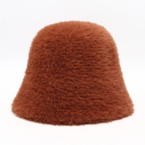 Sombrero De Pescador De Felpa De Invierno Para Mujer Piel Sintética Cálido A Prueba De Viento Grueso Suave Color Sólido Moda Coreana