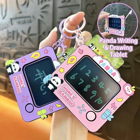 Panda Mini Magnetic Drawing Board Keychain Cute Cartoon Writing Tablet Toy Bag Pendant Portable Gift For Kids Fidget Toy
