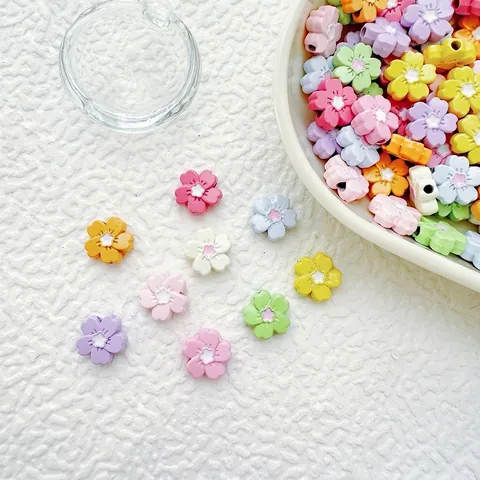Flower Beads Lacquered Alloy Cherry Blossom Shape DIY Jewelry Making For Bracelets Necklaces Cute Summer Style Pastel