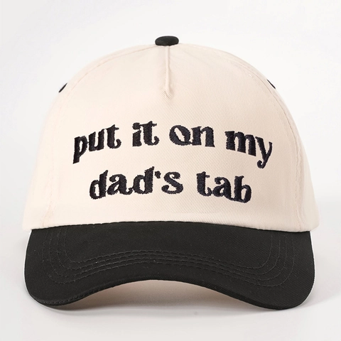 Put It On My Dad's Tab Embroidered Baseball Cap Color Block Adjustable Sun Protection Breathable Polyester Vintage Hat