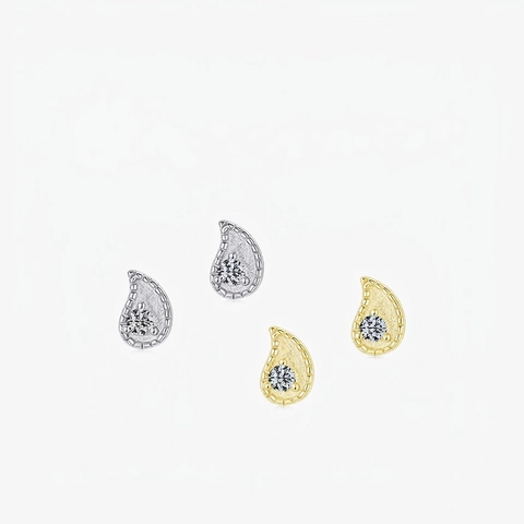 Pendientes De Botón De Gota Plata De Ley 925 Circonita Incrustada Textura Metal Cepillado Joyas Geométricas Minimalistas Mujer