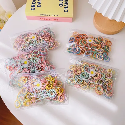 Coleteros Coloridos Para Niños Alta Elasticidad No Dañan El Cabello Sujetadores De Coleta Cintas Elásticas Macaron Para Niñas Pequeñas