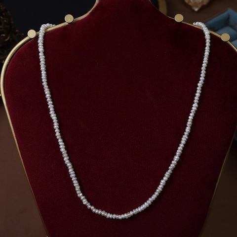 French Irregular Natural Freshwater Pearl Necklace With S925 Sterling Silver Adjustable Clasp Small Rice Bead Choker For Women