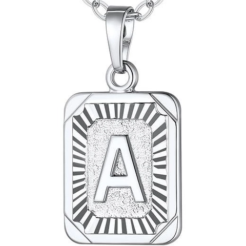 Collana Con Pendente Lettera Iniziale Alfabeto Rame Placcato Oro Targhetta Rettangolare Texture Retrò Per Donna