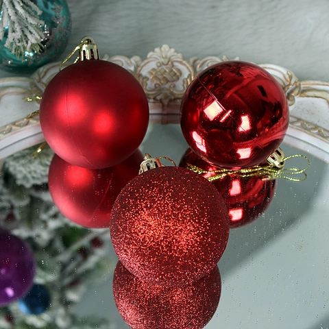 Kerstballen Ornamenten Plastic Gegalvaniseerd Glanzend Mat Glitter Hangende Vakantie Boom Decoraties