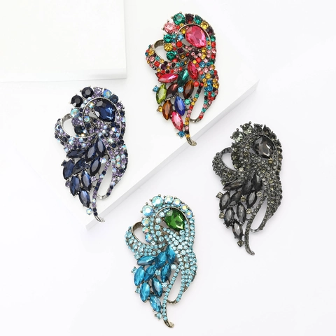 Große Legierung Strass Glas Kristall Brosche Vintage Übertrieben Luxus Anzug Mantel Schmuck Pin Für Damen Elegant