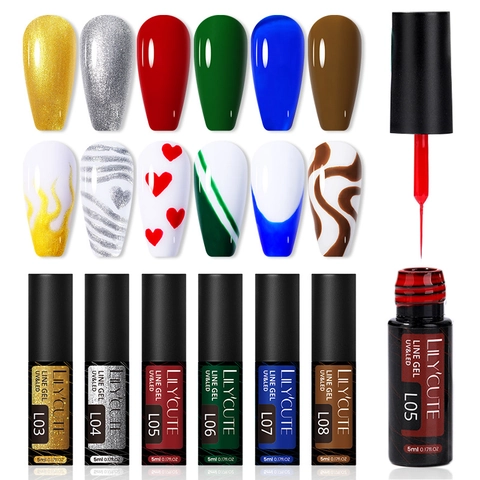 Gel Liner Para Uñas Pintura Arte Esmalte UV LED Curado Soak Off DIY Dibujo Esmalte Para Manicura Profesional Línea Francesa