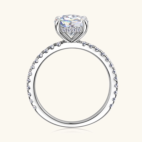 2 Carat Moissanite Ring For Women 925 Sterling Silver 4-Prong Round Cut Solitaire Ring With GRA Certificate Jewelry Gift