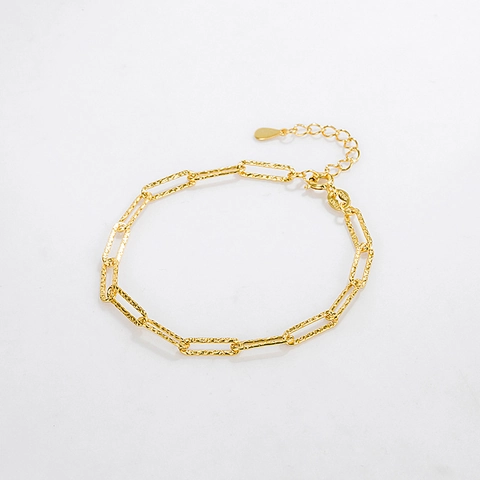 Pulsera de Cadena de Clip en Plata de Ley 925 para Mujer Textura Martillada Ajustable Diseño Galaxia Estrellada Joyería