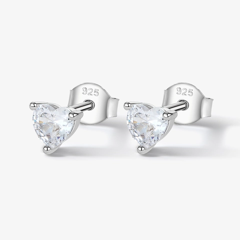 Orecchini a Bottone a Cuore e Stella in Argento Sterling 925 per Donna Gioielli Piercing Ipoallergenici con Zirconia Lucida Regalo San Valentino