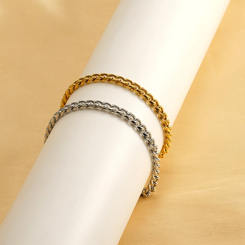 Bracciale A Catena Cubana Acciaio Inossidabile 304 Placcato Oro 18K Gioielli Hip Hop Minimalisti Per Uomo E Donna