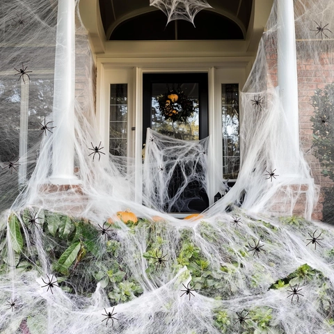 Halloween Spinnennetz Dekoration Mit Kleinen Plastikspinnen Dehnbar Wiederverwendbar Gruselige Innen Außen Party Requisite