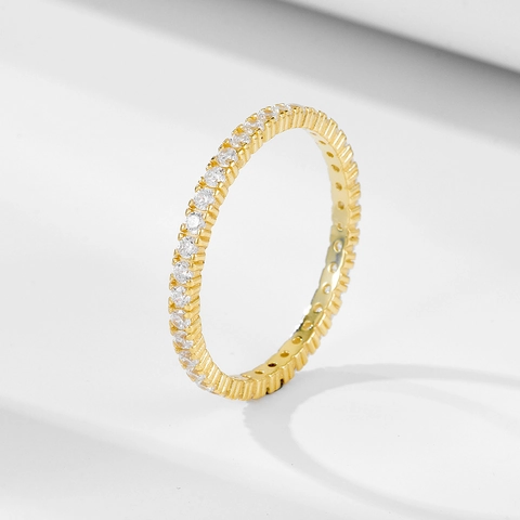 925 Sterling Silver Eternity Ring Micro Pave Cubic Zirconia Minimalist Stackable Band Jewelry For Women Elegant