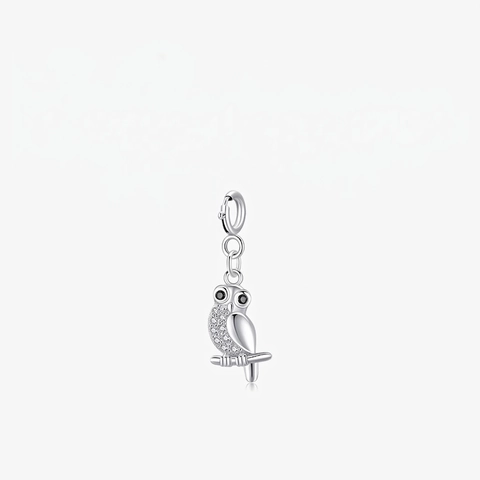 Ciondolo Civetta Animale In Argento Sterling 925 Con Zirconia Cubica Pavé Micro Intarsiato Piccolo Accessorio Per Donna