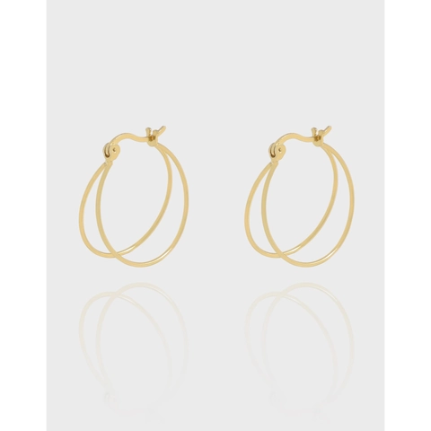 925 Sterling Silver Minimalist Double Hoop Earrings For Women Lightweight Geometric Round Stud Hoops Fashion Jewelry Gift