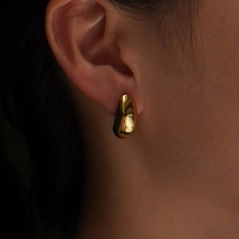 Wassertropfen Ohrstecker Edelstahl Chunky Dome Hochglanzpoliert Minimalistisch Vergoldeter Schmuck Für Damen
