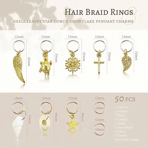 Haar Flecht Ringe Mit Legierung Muschel Stern Anhänger Für DIY Dreadlocks Dekoration Mode Accessoires