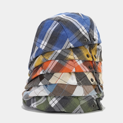 Vintage Geruite Platte Pet Retro Britse Stijl Ivy Newsboy Hat Katoen Polyester Verstelbaar Metalen Gesp