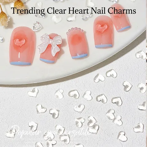 Decoraciones De Arte De Uñas De Corazón 3D Encantos De Resina Transparentes Blancos Gelatina Melocotón Accesorios De Manicura DIY Dulces