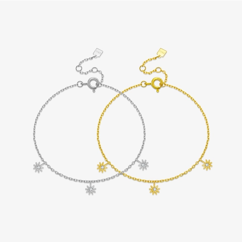 S925 Sterling Silver Flower Bracelet For Women With Rhinestone Sun Flower Charm Adjustable Chain Elegant Fashion Jewelry Gift