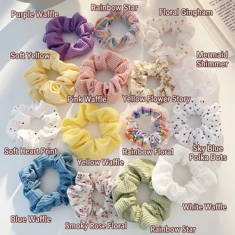 Floral Plaid Satin Organza Scrunchies Hair Ties Sweet Fresh Style Ponytail Holder Fashion Hair Accessories For Women Girls