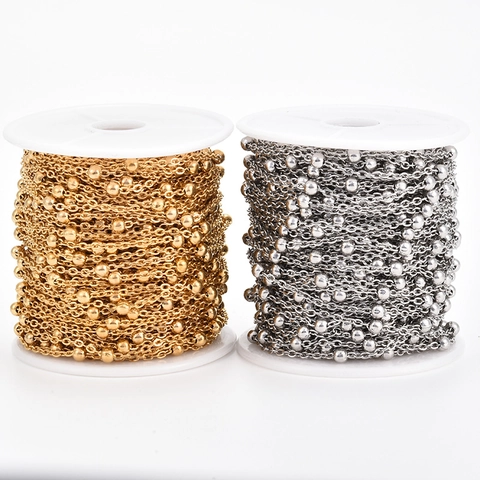 Stainless Steel Beaded Chain For DIY Jewelry Making Satellite Cross Chain For Necklace Bracelet Vacuum Plating