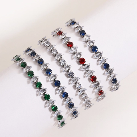 Elegante Bracciale Tennis Con Zirconia Cubica Rotonda E Marquise In Lega Gioielli Scintillanti Per Donna Matrimonio