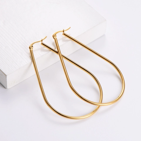 Large Teardrop Hoop Earrings 18K Gold Plated 316L Stainless Steel Minimalist Simple Dangle Jewelry For Women