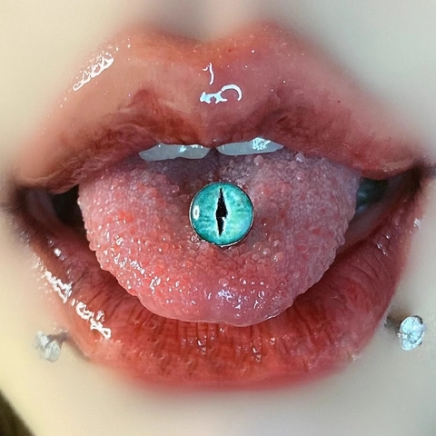 Stainless Steel Tongue Ring Cat Eye Pattern Colorful Barbell Body Piercing Jewelry Unisex