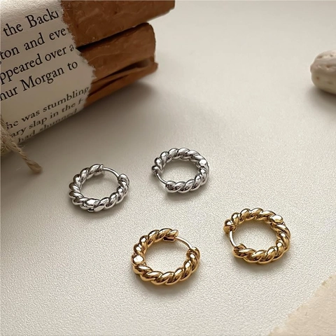 Rope Twist Hoop Earrings 925 Sterling Silver Minimalist Korean Style Fashion Jewelry For Women Elegant Accessory