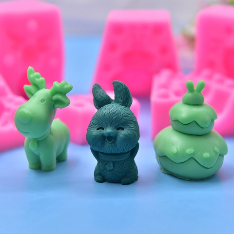 Silikonform 3D Hase Rentier Kuchen Form Für DIY Handgemachte Seife Kerze Fondant Backen Handwerk Werkzeuge
