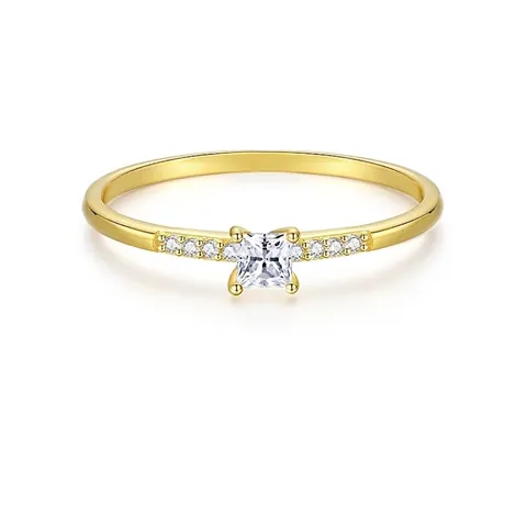 925 Sterling Silver Square Zirconia Ring Luxury Sugar Cube Stackable Index Finger Ring Fashion Jewelry For Women Gold Plated Pave Ring