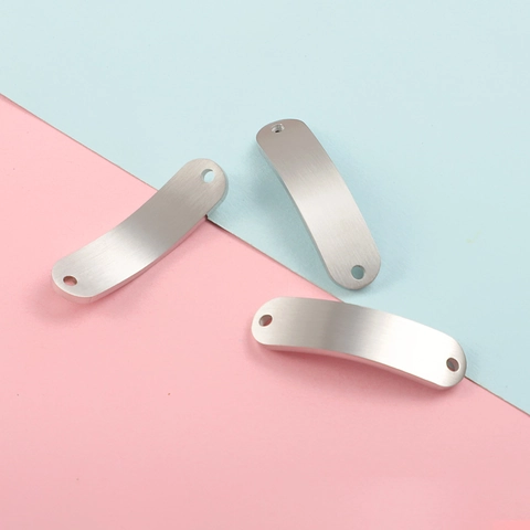 Conector De Barra Curva Colgante Acero Inoxidable 304 Doble Agujeros Etiqueta En Blanco Para Hacer Joyas DIY Pulido Espejo