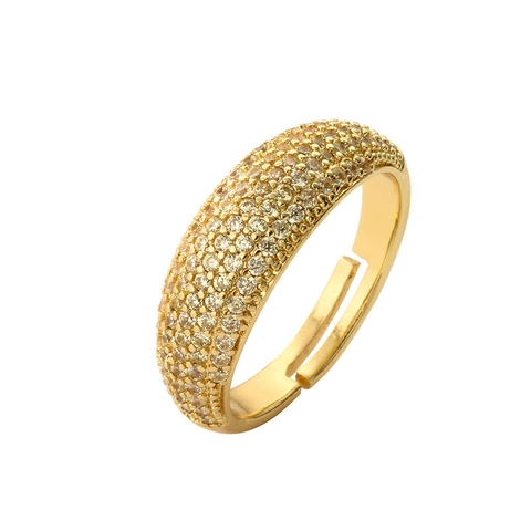 Colorful Zirconia Micro Pave Copper Ring Open Adjustable Wide Band Geometric Jewelry For Women