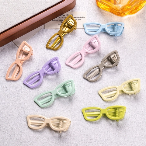 Cute Sunglasses Shape Hair Clip Resin Metal Duckbill Barrette Sweet Fashion Side Pin Hair Accessory For Women Girls