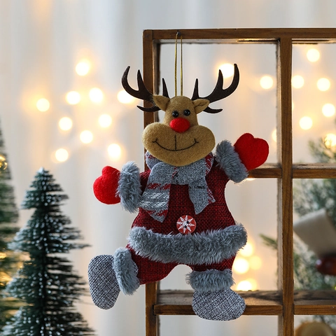 Ornamenti Appesi Di Natale Peluche Babbo Natale Pupazzo Di Neve Renna Orso Bambole Tela Di Sacco Decorazione Festiva