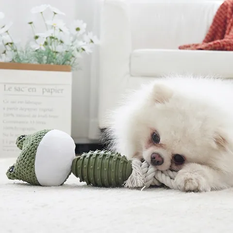 Dog Chew Toy Teeth Cleaning TPR Rubber Cotton Rope Interactive Animal Shape Durable Plush Molar For Small Medium Dogs