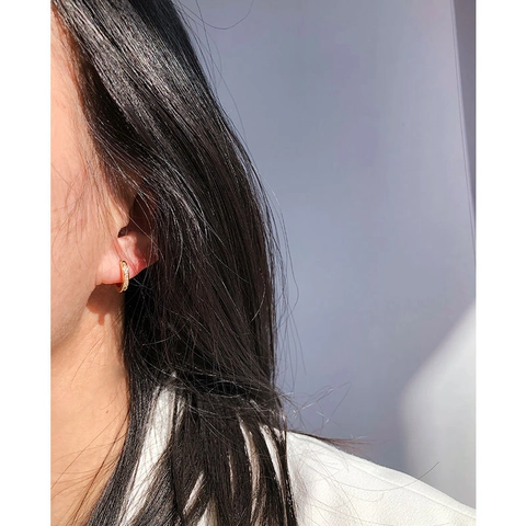 Ohrringe Aus Messing Mit Zirkonia Einlage Vergoldet Huggie Geometrischer Eleganter Täglicher Schmuck Mit Kupfer Ohrstecker