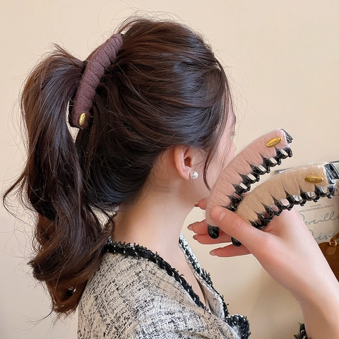 Molletta Per Capelli A Banana In Lana Intrecciata Elegante Forcina A Torsione In Acrilico Accessori Autunno Inverno Per Donne