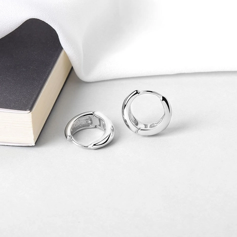 Minimalistische Klobige Creolen Poliertes Kupfer Gold Silber Plattiert Geometrische Runde Huggie Ohrringe Für Damen