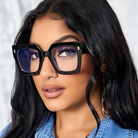 Occhiali Da Sole Quadrati Oversize Donna Uomo Retro Grande Montatura PC UV400 Protezione Luce Blu Moda Di Tendenza