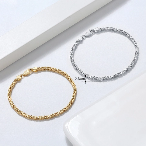 Pulsera Bizantina De Plata De Ley 925 Cadena De Eslabones Planos Italiana Joyería Hecha A Mano Unisex