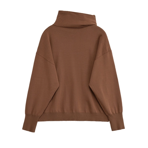 Donne Maglione In Maglia Tinta Unita Collo Sciarpa Dolcevita Manica Lunga Pullover Morbido Poliestere Acrilico Top