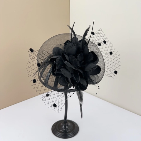 Κομψό Καπέλο Fascinator Κλιπ Μαλλιών Δίχτυ Πέπλο Λουλούδι Και Φτερό Vintage Ρετρό Για Γάμο Πάρτι Γυναίκες