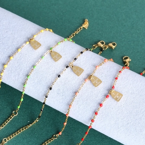Stainless Steel Halloween Bracelet With Tombstone Witch Hat Charms Enamel Beaded Gold Plated Festive Jewelry For Women Party
