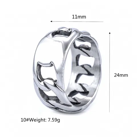 Anello A Maglia Cubana Cavo In Acciaio Inossidabile Per Uomo Donna Punk Hip Hop Gotico Industriale Gioielli Vintage